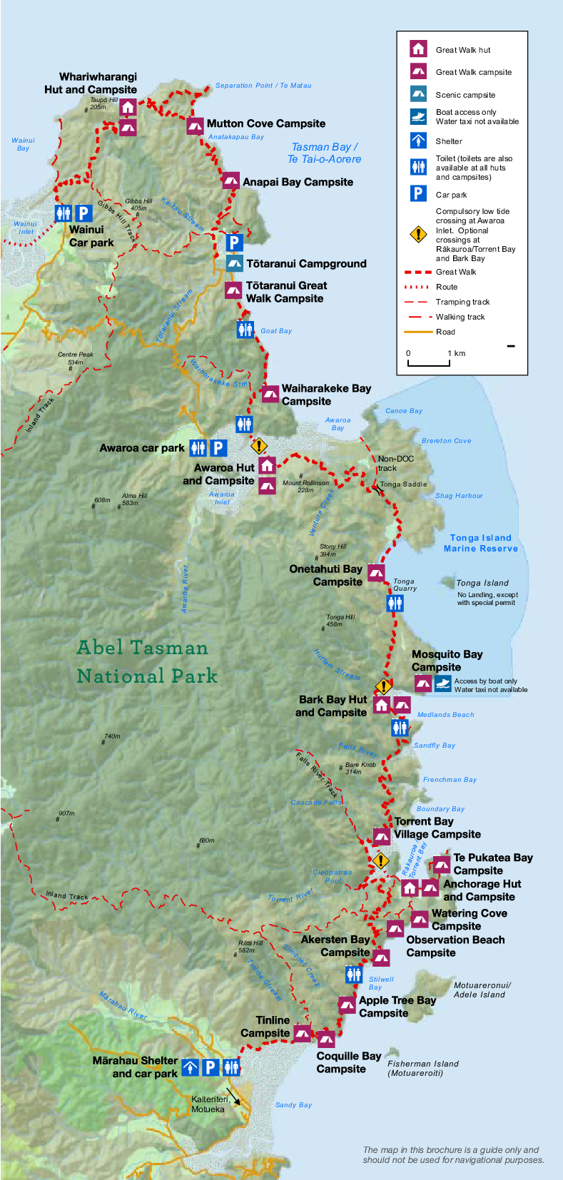 Abel Tasman Coast Track Map