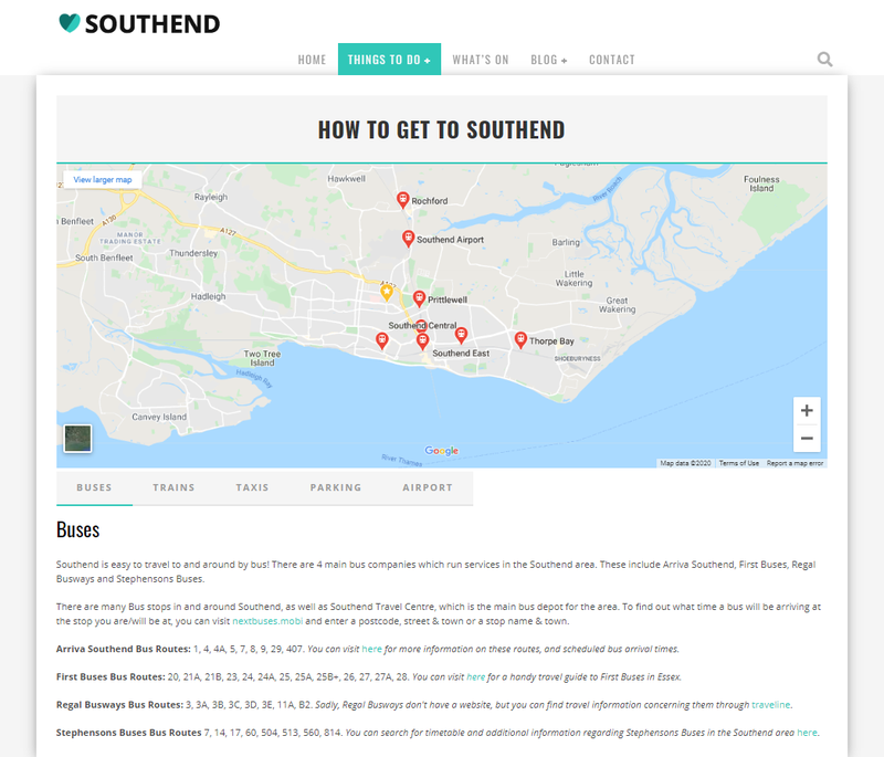 Love Southend travel page